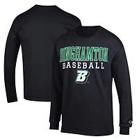 Men's Champion  Black Binghamton Bearcats Stack Baseball Long Sleeve T-Shirt