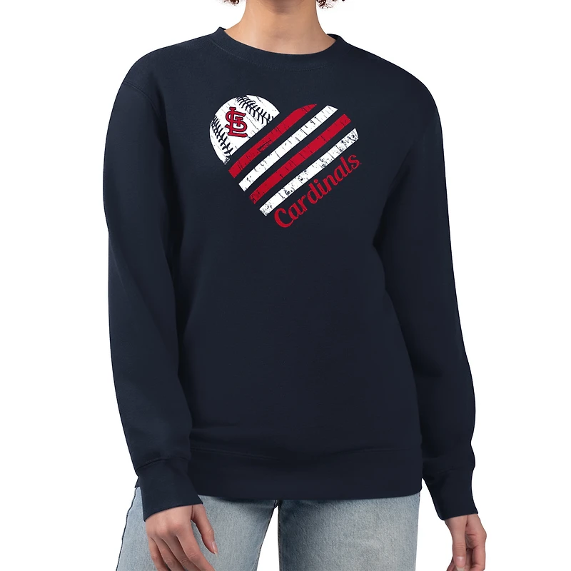 Women's G-III 4Her by Carl Banks Navy St. Louis Cardinals Heart Logo Fleece Pullover Sweatshirt
