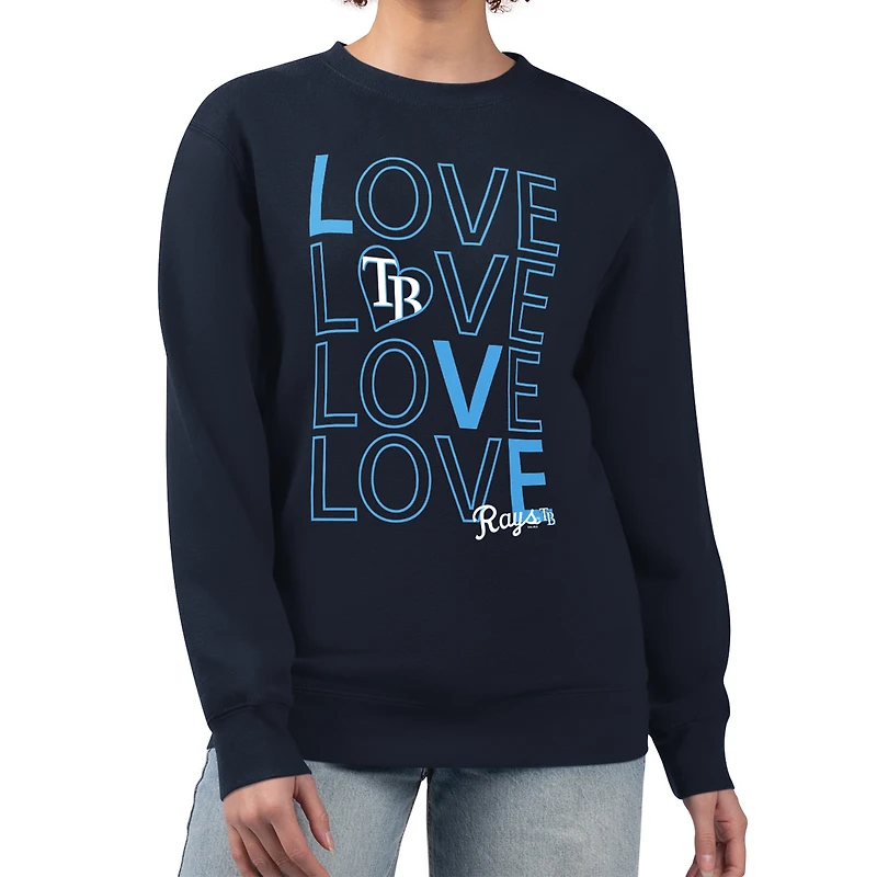 Women's G-III 4Her by Carl Banks Navy Tampa Bay Rays Love Team Logo Fleece Pullover Sweatshirt