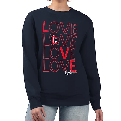 Women's G-III 4Her by Carl Banks Navy Cleveland Guardians Love Team Logo Fleece Pullover Sweatshirt