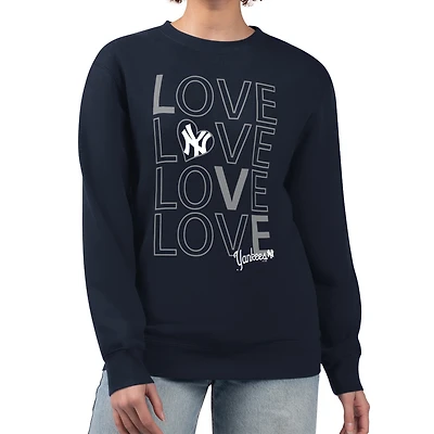 Women's G-III 4Her by Carl Banks Navy New York Yankees Love Team Logo Fleece Pullover Sweatshirt