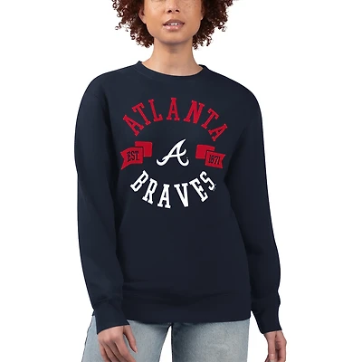 Women's G-III 4Her by Carl Banks Navy Atlanta Braves Team Logo Fleece Pullover Sweatshirt