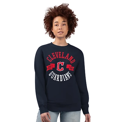 Women's G-III 4Her by Carl Banks Navy Cleveland Guardians Team Logo Fleece Pullover Sweatshirt