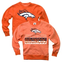 Youth Wes & Willy  Orange Denver Broncos Reversible Fleece Pullover Sweatshirt