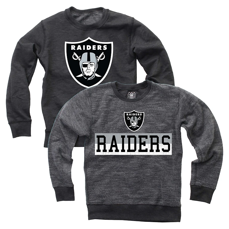Youth Wes & Willy  Black Las Vegas Raiders Reversible Fleece Pullover Sweatshirt