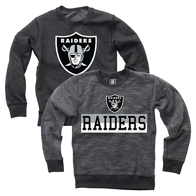 Youth Wes & Willy  Black Las Vegas Raiders Reversible Fleece Pullover Sweatshirt