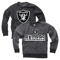Youth Wes & Willy  Black Las Vegas Raiders Reversible Fleece Pullover Sweatshirt