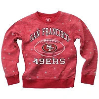 Girls Youth Wes & Willy  Scarlet San Francisco 49ers Shimmer Star Fleece Raglan Pullover Sweatshirt