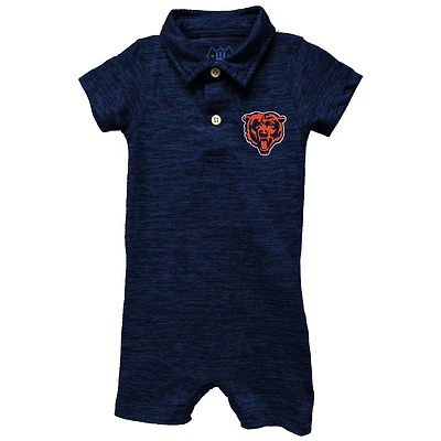 Infant Wes & Willy Navy Chicago Bears Short Leg Cloudy Yarn Polo Bodysuit