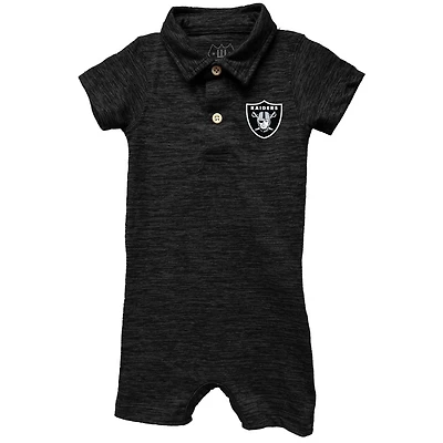Infant Wes & Willy Black Las Vegas Raiders Short Leg Cloudy Yarn Polo Bodysuit