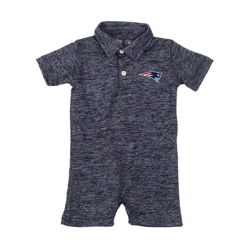 Infant Wes & Willy Navy New England Patriots Short Leg Cloudy Yarn Polo Bodysuit