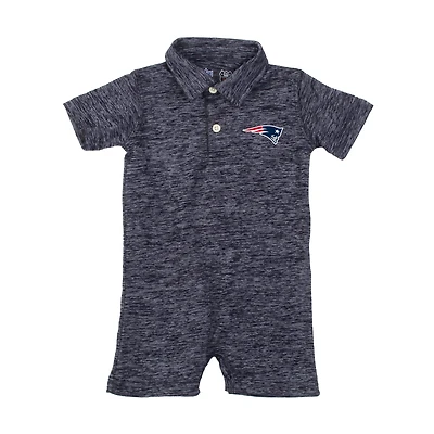 Infant Wes & Willy Navy New England Patriots Short Leg Cloudy Yarn Polo Bodysuit