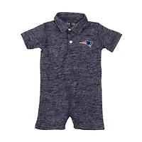 Infant Wes & Willy Navy New England Patriots Short Leg Cloudy Yarn Polo Bodysuit