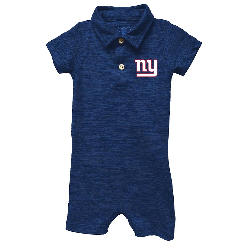 Infant Wes & Willy Royal New York Giants Short Leg Cloudy Yarn Polo Bodysuit