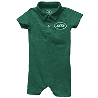 Infant Wes & Willy Green New York Jets Short Leg Cloudy Yarn Polo Bodysuit