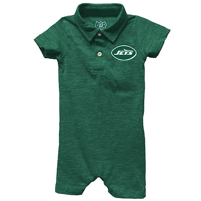 Infant Wes & Willy Green New York Jets Short Leg Cloudy Yarn Polo Bodysuit