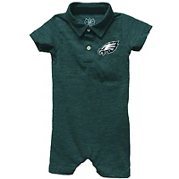 Infant Wes & Willy Midnight Green Philadelphia Eagles Short Leg Cloudy Yarn Polo Bodysuit