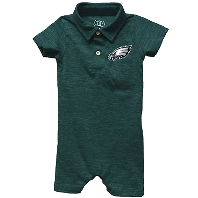 Infant Wes & Willy Midnight Green Philadelphia Eagles Short Leg Cloudy Yarn Polo Bodysuit