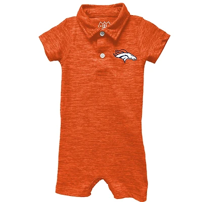 Infant Wes & Willy Orange Denver Broncos Short Leg Cloudy Yarn Polo Bodysuit