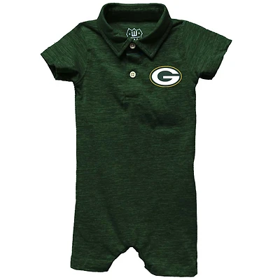 Infant Wes & Willy Green Bay Packers Short Leg Cloudy Yarn Polo Bodysuit