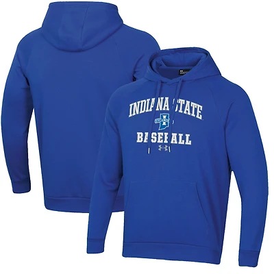 Men's Under Armour Royal Indiana State Sycamores All Day Arch Fleece Baseball Raglan Pullover Hoodie