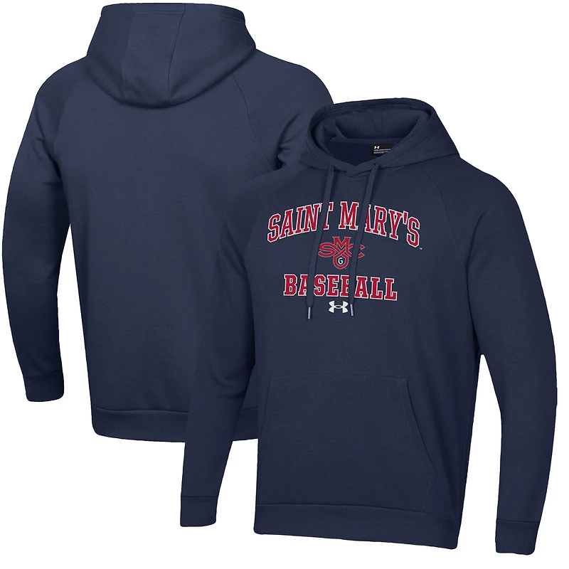 Men's Under Armour Navy Saint Mary's Gaels All Day Arch Fleece Baseball Raglan Pullover Hoodie