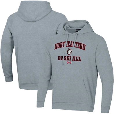 Men's Under Armour  Gray Northeastern Huskies All Day Arch Fleece Baseball Raglan Pullover Hoodie