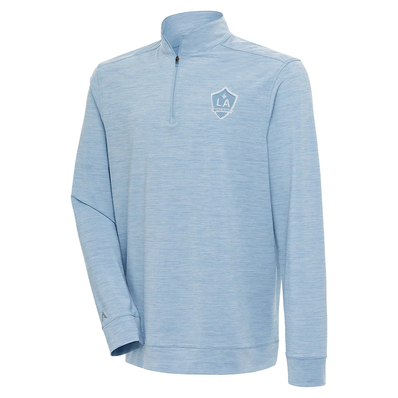 Men's Antigua Light Blue LA Galaxy White Logo Bright Quarter-Zip Pullover Top