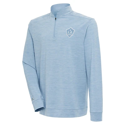 Men's Antigua Light Blue LA Galaxy White Logo Bright Quarter-Zip Pullover Top