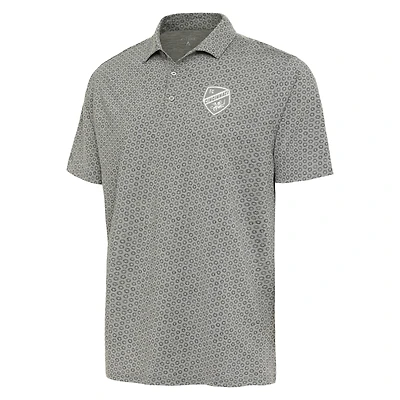 Men's Antigua Heather Gray FC Cincinnati White Logo Flicker Polo