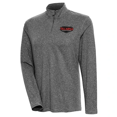 Women's Antigua Heather Black Talladega Superspeedway Confront Quarter-Zip Pullover Top