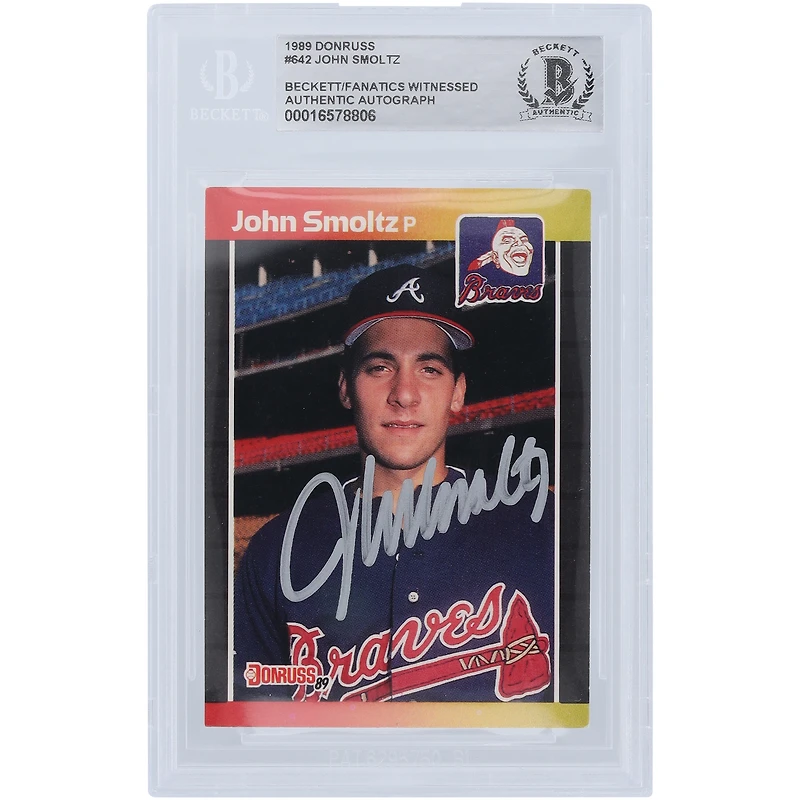 John Smoltz Atlanta Braves Autographed 1989 Donruss Silver Ink #642 Beckett Fanatics Witnessed Authenticated Rookie Card