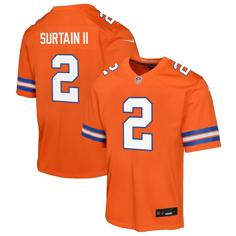 Youth Nike Patrick Surtain II Orange Denver Broncos Game Jersey