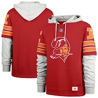 Men's '47 Red Tampa Bay Buccaneers  Throwback Double Header Blitz Cornerback Hoodie