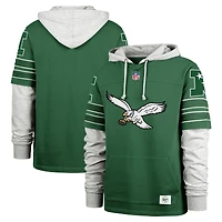 Men's '47 Kelly Green Philadelphia Eagles  Throwback Double Header Blitz Cornerback Hoodie