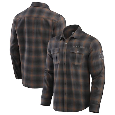Men's Darius Rucker Collection by Fanatics Tan Chicago Cubs Classic Flannel Long Sleeve Button-Up Shirt