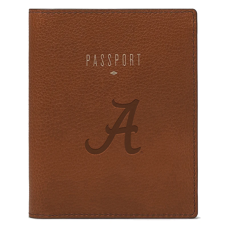 Fossil Brown Alabama Crimson Tide Travel RFID Passport Case