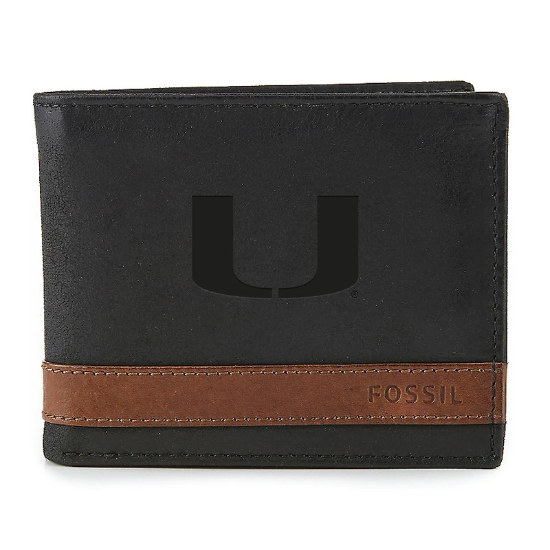 Fossil Miami Hurricanes Quinn Flip ID Bifold Wallet