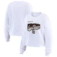 Women's WEAR by Erin Andrews White San Diego Padres Domestic Postcard Long Sleeve T-Shirt