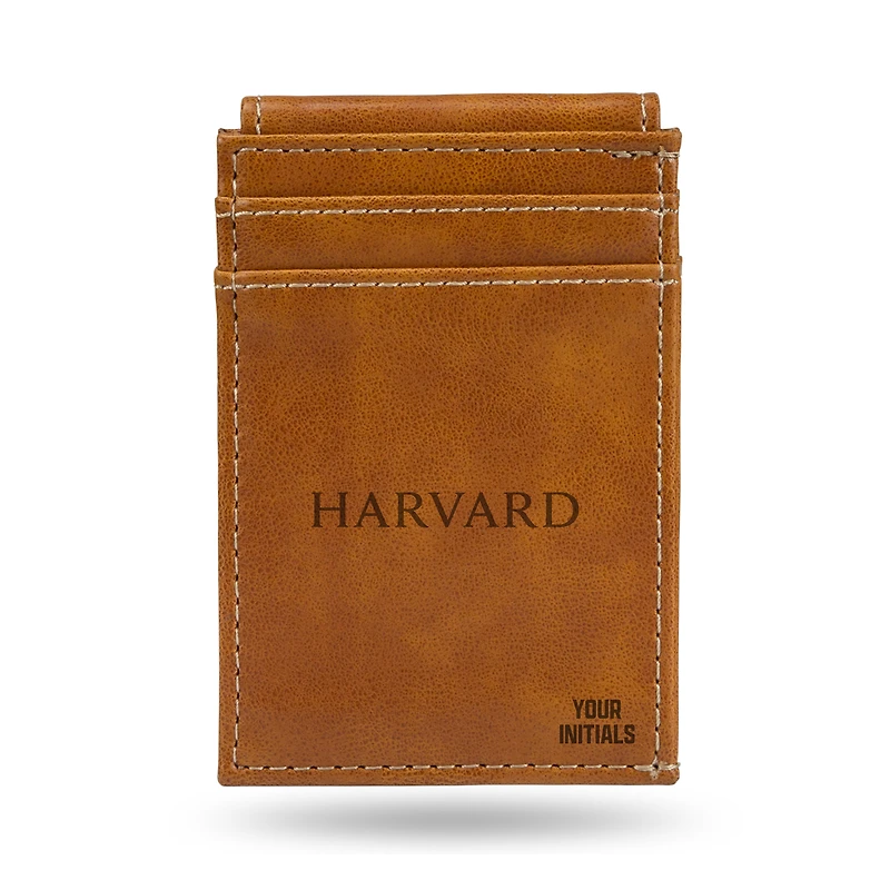 Brown Harvard Crimson Personalized Front Pocket Wallet