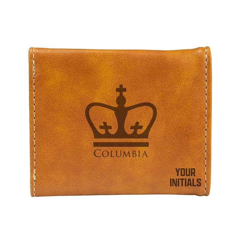 Brown Columbia University Personalized Trifold Wallet