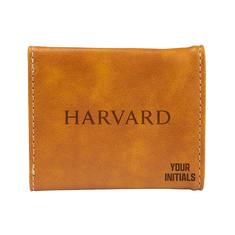 Brown Harvard Crimson Personalized Trifold Wallet