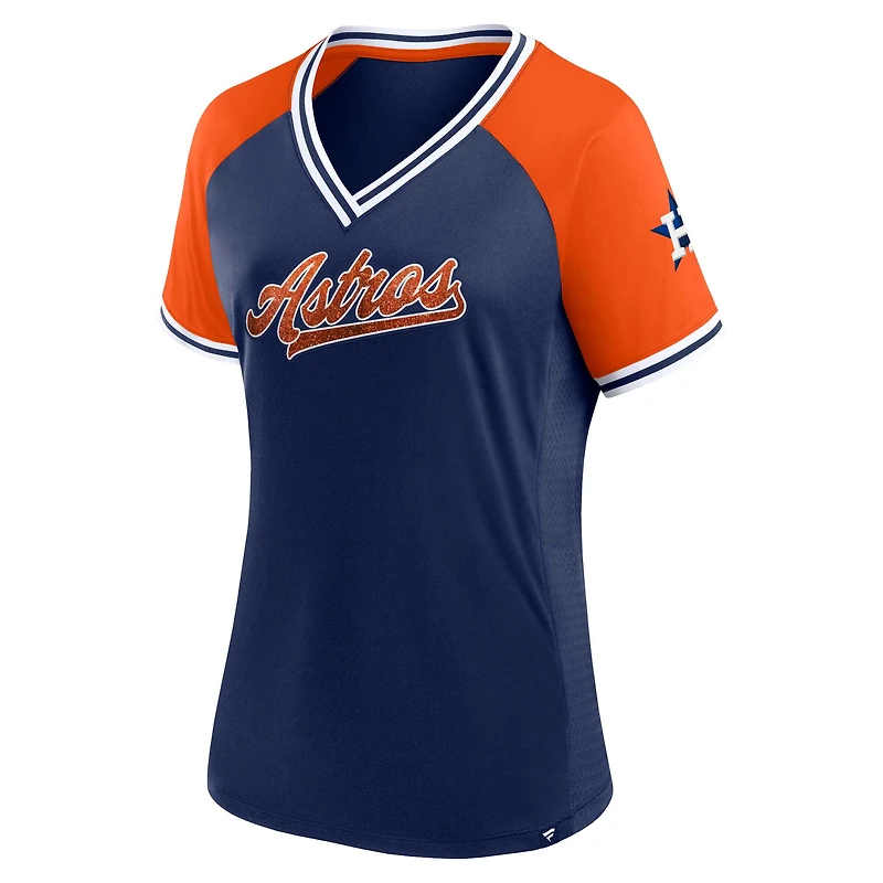 Women's Profile Navy Houston Astros Plus Size Crossover V-Neck T-Shirt