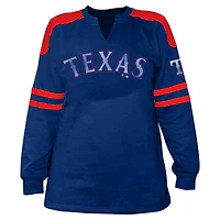 Women's Profile Royal Texas Rangers Plus Size Notch Neck Fleece Long Sleeve T-Shirt