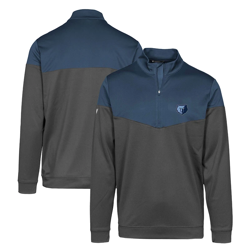 Men's Levelwear Navy/Charcoal Memphis Grizzlies Commuter Insignia Core Quarter-Zip Pullover Top
