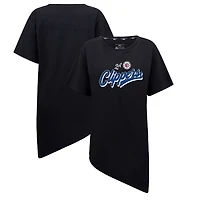 Women's Levelwear Black LA Clippers Mood Retro Asymmetrical T-Shirt