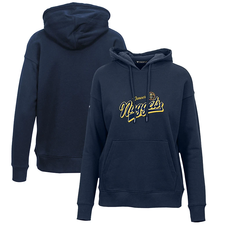Women's Levelwear Navy Denver Nuggets Adorn Retro Pullover Hoodie