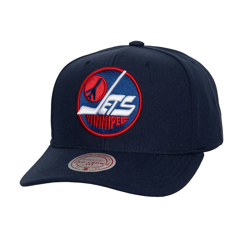 Men's Mitchell & Ness Navy Winnipeg Jets Core Team Ground Pro Adjustable Hat