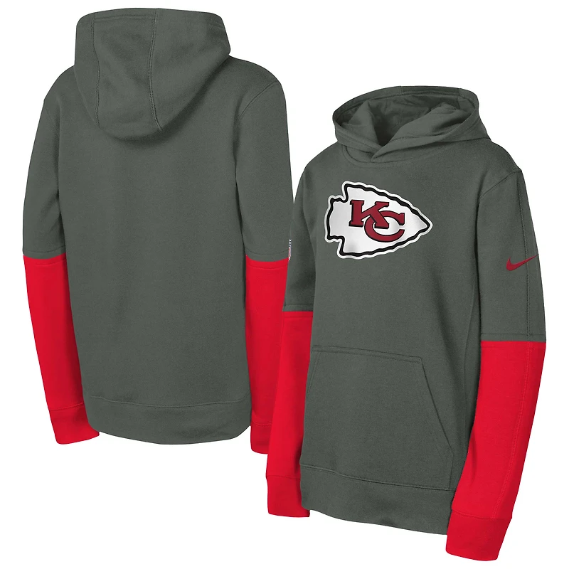 Youth Nike  Anthracite Kansas City Chiefs  Club Pullover Hoodie