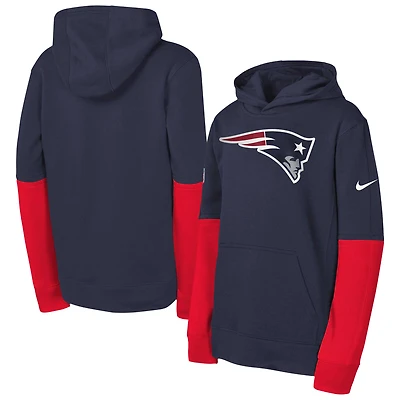 Youth Nike  Navy New England Patriots  Club Pullover Hoodie